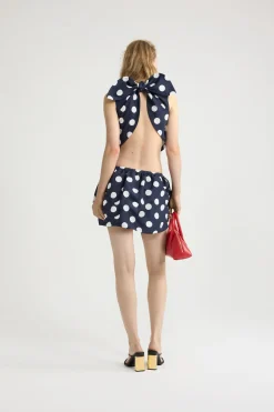 Puffy mini skirt in printed recycled ottoman faille