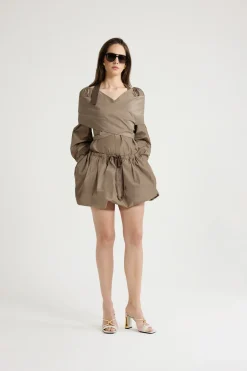 Puffy mini skirt in recycled faille