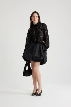 Recycled faille bubble skirt