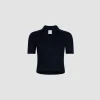 Rib knit polo top in cotton