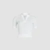 Rib knit polo top in cotton