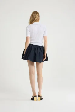 Rib knit polo top in cotton