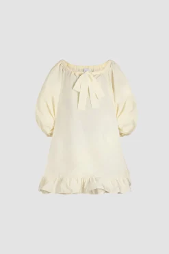 Ruffle hem dress in recycled faille