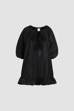 Ruffle hem dress in recycled faille