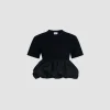 Ruffle hem t-shirt in organic cotton and faille