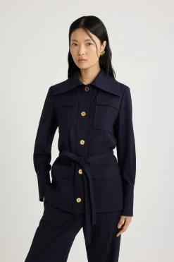 Safari jacket in sustainable technical wool twill