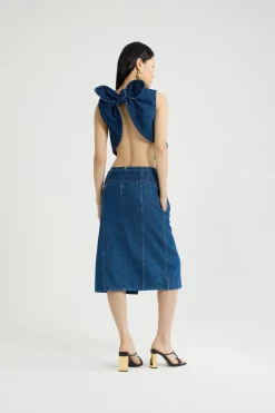 Scarf top in cotton denim