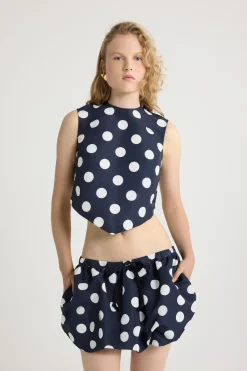 Scarf top in printed recycled ottoman faille