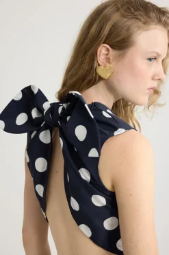 Scarf top in printed recycled ottoman faille
