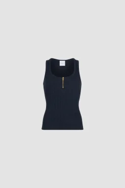 Scoop neck tank in ribbed organic cotton blend