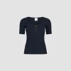 Scoop neck t-shirt in ribbed organic cotton blend