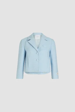 Short tailored jacket in lightweight organic cotton tweed