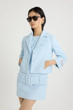 Short tailored jacket in lightweight organic cotton tweed