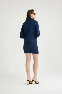 Short zipped jacket in organic cotton twill
