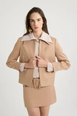 Short zipped jacket in organic cotton twill