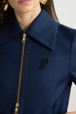 Short zipped jacket in organic cotton twill