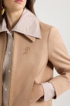 Short zipped jacket in organic cotton twill