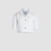 Short-sleeved cropped jacket in organic cotton gabardine