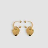 Small heart hoop earrings in gold-plated brass