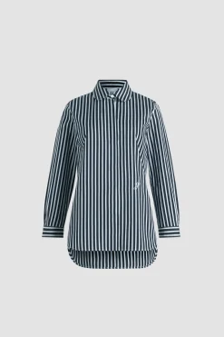 Tailored shirt in printed organic cotton poplin