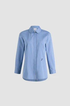 Tailored shirt in printed organic cotton poplin