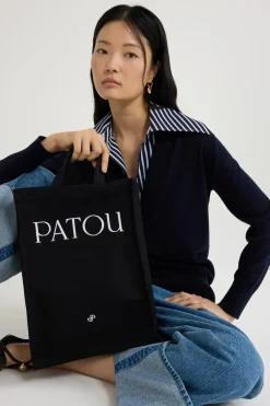 Vertical Patou tote in cotton canvas