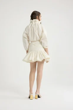 Volume sleeve mini dress in recycled faille