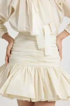 Volume sleeve mini dress in recycled faille
