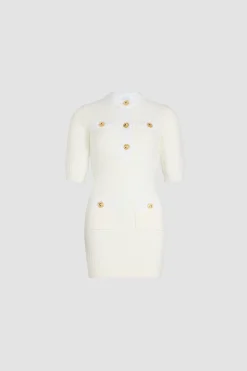 Waffle knit mini dress in cotton