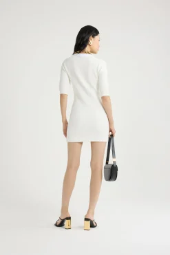 Waffle knit mini dress in cotton