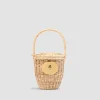 Wicker bucket bag
