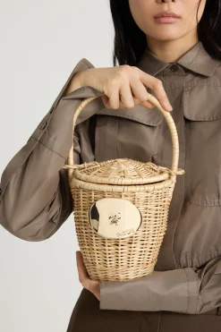 Wicker bucket bag