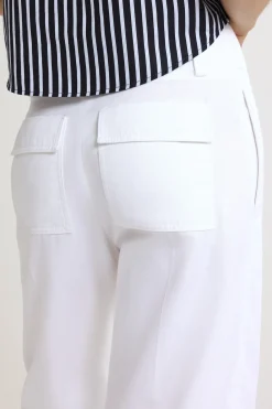 Wide waistband trousers in organic cotton gabardine