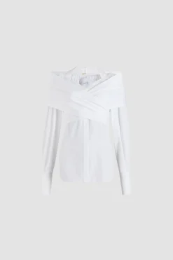 Wrap blouse in organic cotton poplin