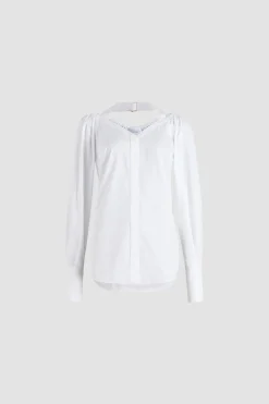Wrap blouse in organic cotton poplin