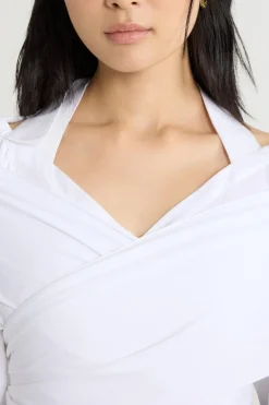 Wrap blouse in organic cotton poplin