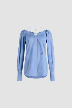 Wrap blouse in printed organic cotton poplin