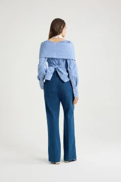 Wrap blouse in printed organic cotton poplin