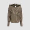 Wrap blouse in recycled faille
