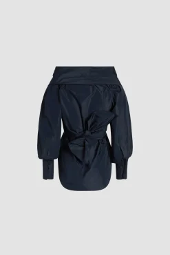 Wrap blouse in recycled faille