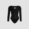 Wrap front bodysuit in stretch jersey