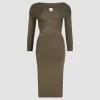 Wrap front dress in stretch jersey