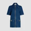 Zipped mini dress in cotton denim