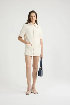 Zipped mini dress in cotton denim