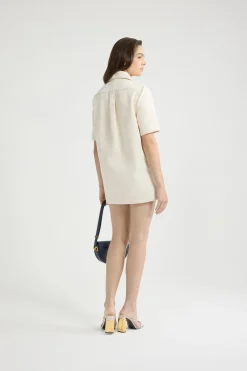 Zipped mini dress in cotton denim
