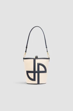 Medium JP bucket bag in leather and canvas
