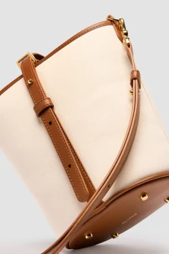 Medium JP bucket bag in leather and canvas