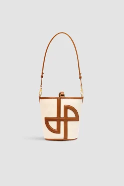 Small JP bucket bag in leather and canvas