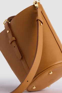 Small JP bucket bag in leather and canvas